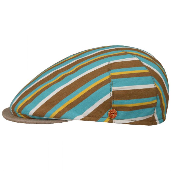 Sidney Stripes Flat Cap turquoise